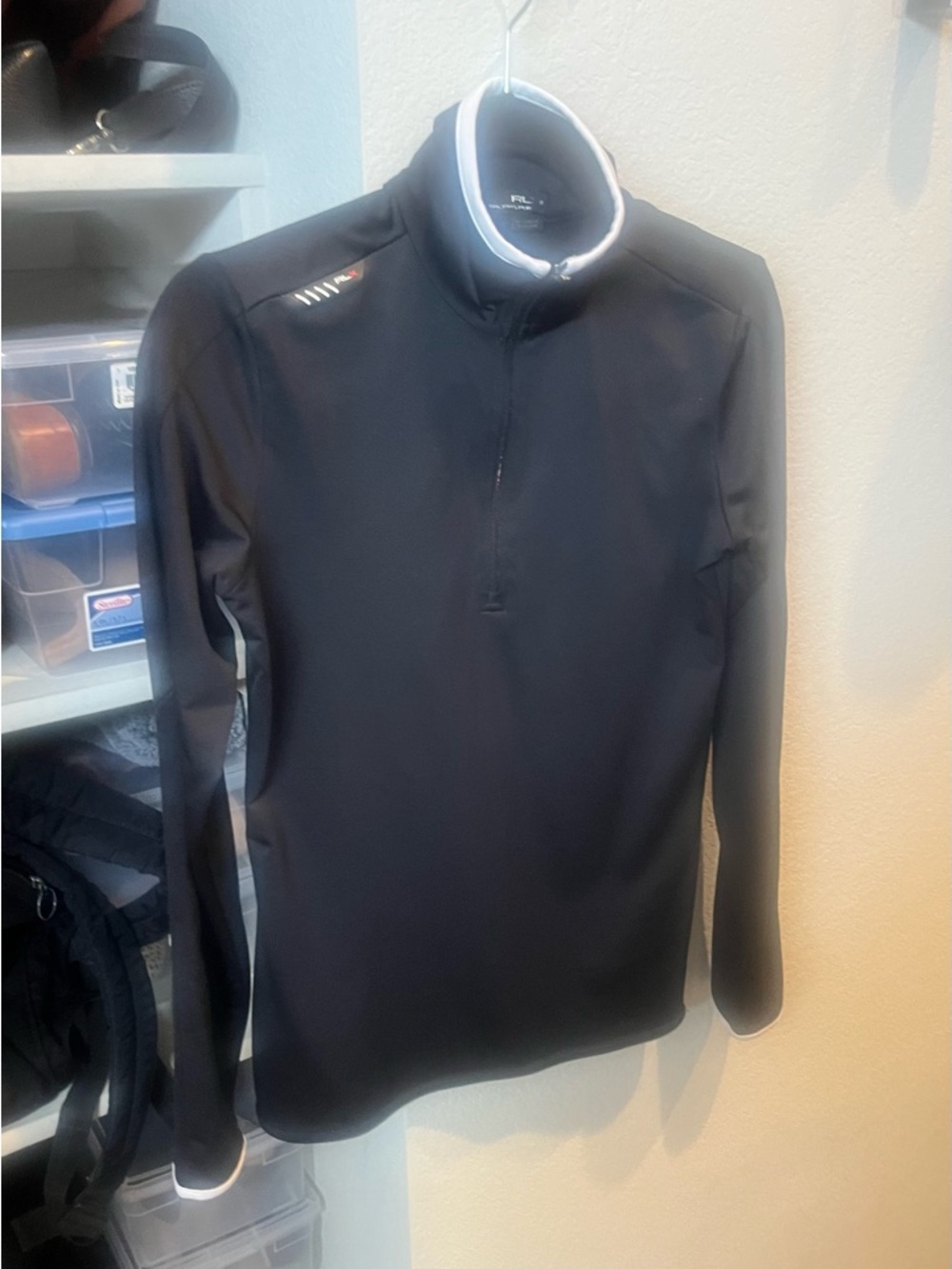 RLX Ralph Lauren Black Golf Pullover with White Trim